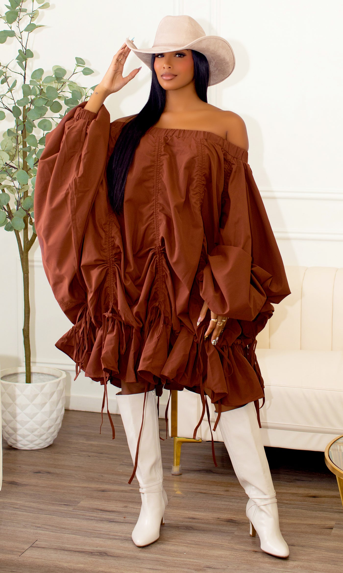 Lauren Off Shoulder Boho Dress - Cutely Covered