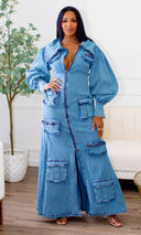 So FAB | Denim Cargo Maxi  Dress Preorder Ships End Sep - Cutely Covered