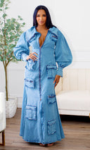 So FAB | Denim Cargo Maxi  Dress Preorder Ships End Sep - Cutely Covered