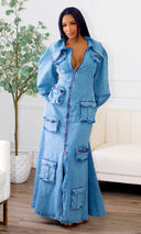 So FAB | Denim Cargo Maxi  Dress Preorder Ships End Sep - Cutely Covered