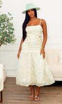 Skye Bloom Ruched Floral Midi Dress - Cutely Covered