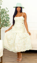 Skye Bloom Ruched Floral Midi Dress - Cutely Covered