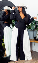 Elise Cutout Jumpsuit Black/White Preorder Ships End Oct- Early Nov - Cutely Covered