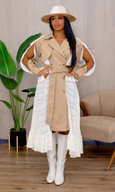 Rosie Trench With Ruffle Dress in Beige Cream Preorder Ships End Oct- Early Nov - Cutely Covered