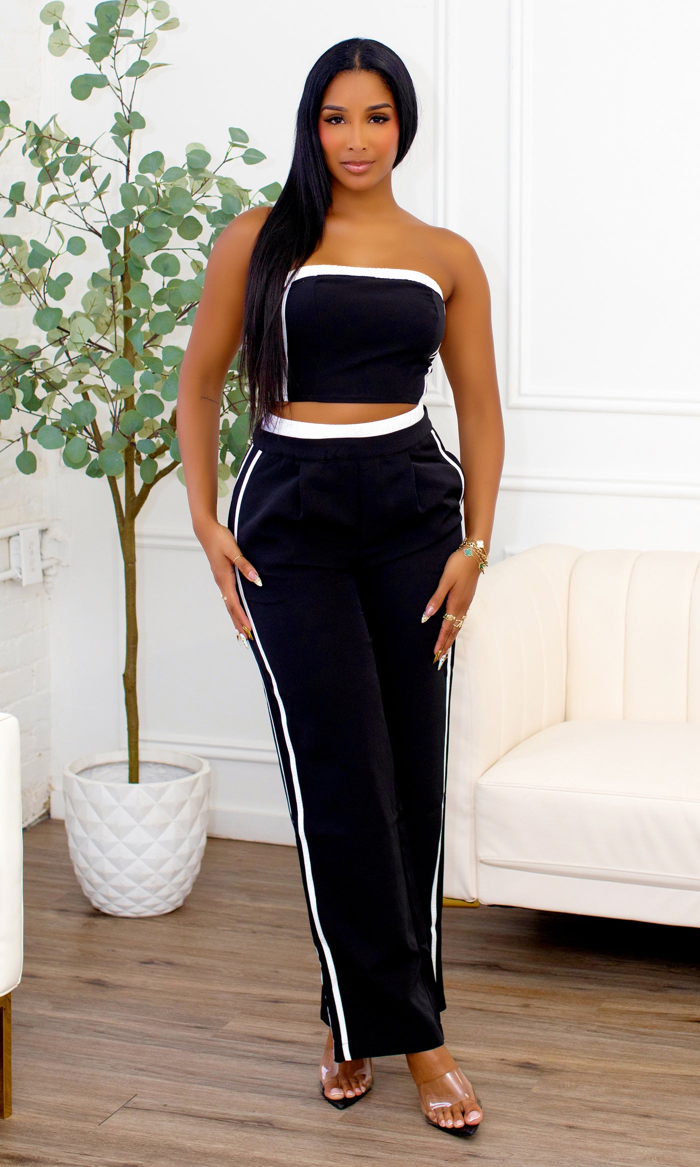 Francesca Strapless Tube Top & Pants Set - Cutely Covered