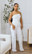 Gracelynn Jewel Tube Top & Asymmetrical Denim Set - White G2 - Cutely Covered