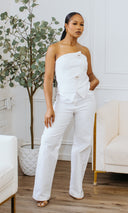 Gracelynn Jewel Tube Top & Asymmetrical Denim Set - White G2 - Cutely Covered