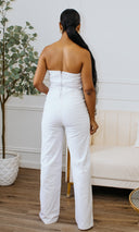 Gracelynn Jewel Tube Top & Asymmetrical Denim Set - White G2 - Cutely Covered