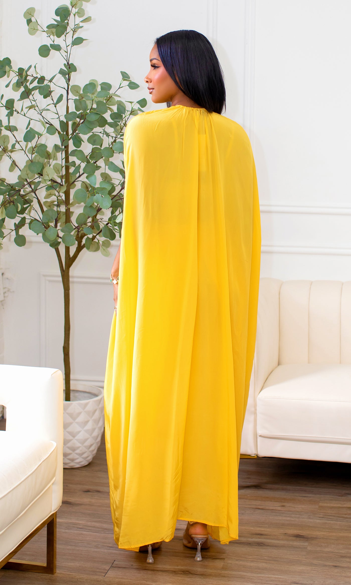 Hera | Hand Beaded Cape Pants Set - Yellow - Cutely Covered