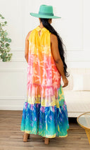 Jimena Radiant Blooms Tiered Halter Maxi Dress - Cutely Covered