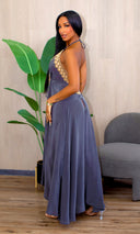 Beaded Flowy Dress - Grey - Cutely Covered