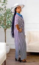 Jovique Striped Button-Down Maxi Shirt Dress - Cutely Covered