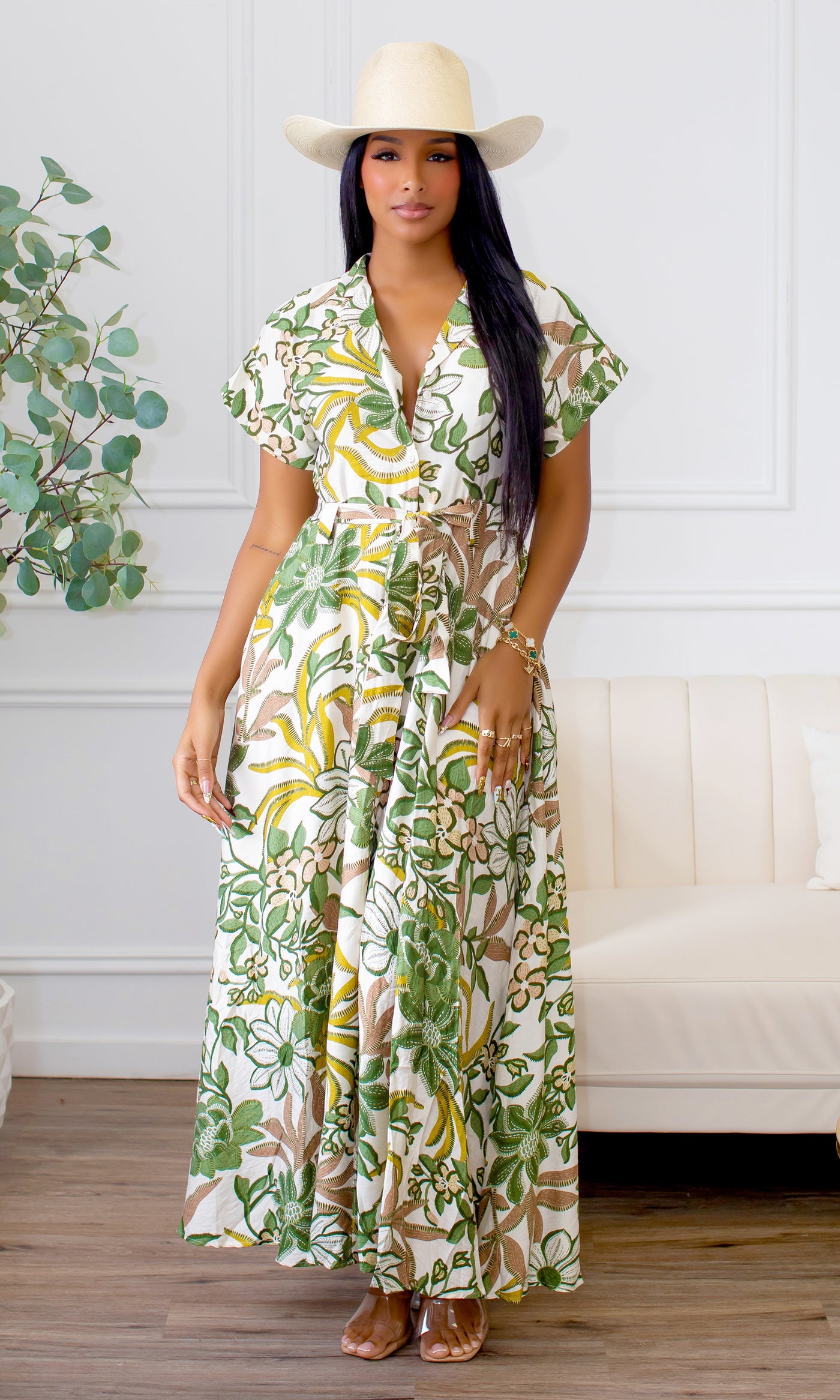 Hayden Garden Floral Tie-Waist Dress - Cutely Covered