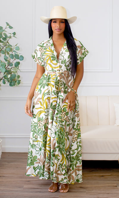 Hayden Garden Floral Tie-Waist Dress - Cutely Covered