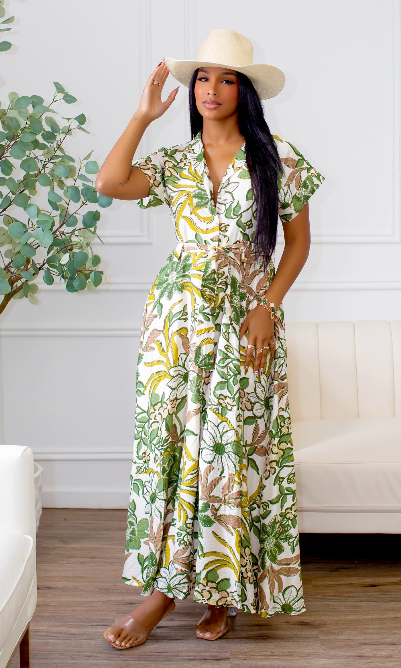 Hayden Garden Floral Tie-Waist Dress - Cutely Covered