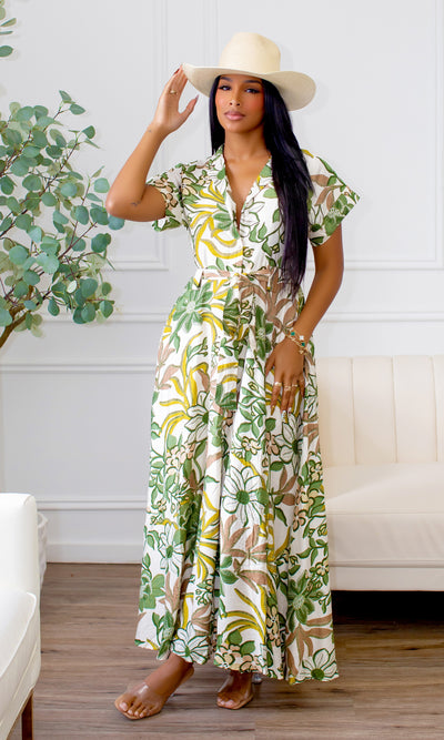 Hayden Garden Floral Tie-Waist Dress - Cutely Covered