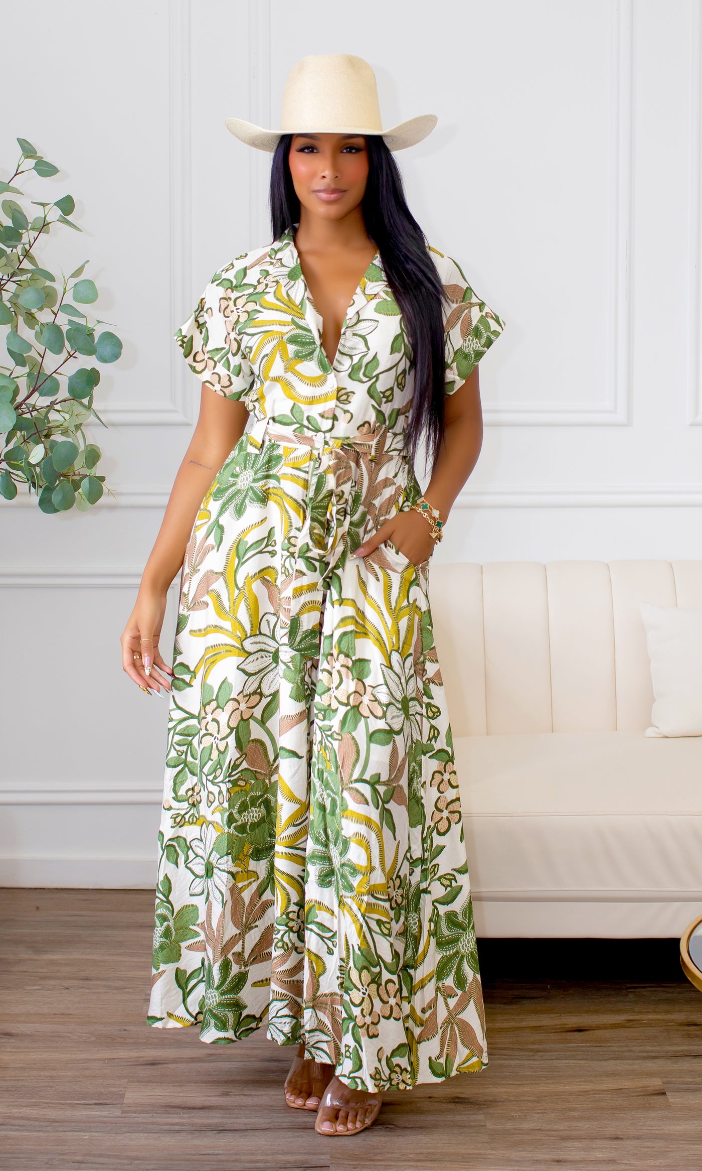 Hayden Garden Floral Tie-Waist Dress - Cutely Covered