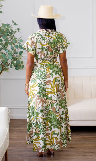 Hayden Garden Floral Tie-Waist Dress - Cutely Covered