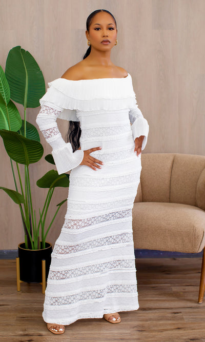 Opulessa Women's Off-Shoulder Dress - White - Cutely Covered