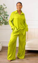 Viviana Cargo Pant Set in Vibrant Green - Cutely Covered