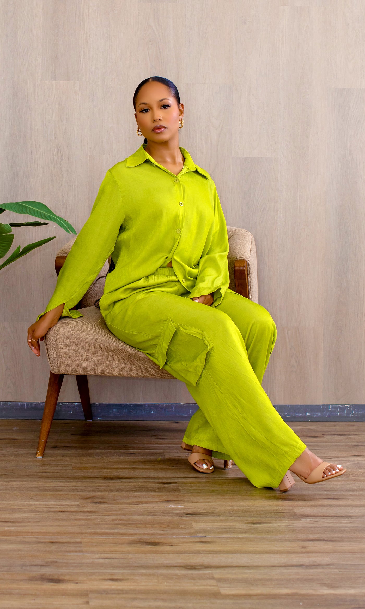 Viviana Cargo Pant Set in Vibrant Green - Cutely Covered
