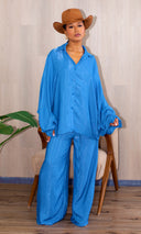 Charlee Royal Ease Long Sleeve Pant Set in Bold Blue - Cutely Covered