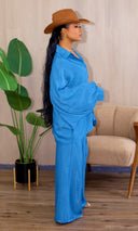 Charlee Royal Ease Long Sleeve Pant Set in Bold Blue - Cutely Covered