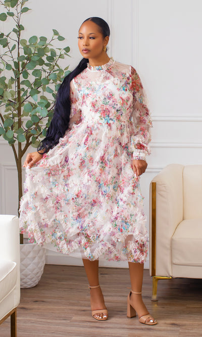 Noemi Floral Midi Dress Preorder Ships End of September - Cutely Covered