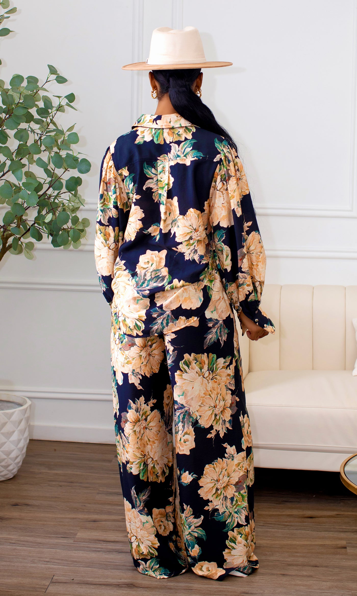 Everlee Floral Silk Coordinated Set - Ivory Multi - Cutely Covered