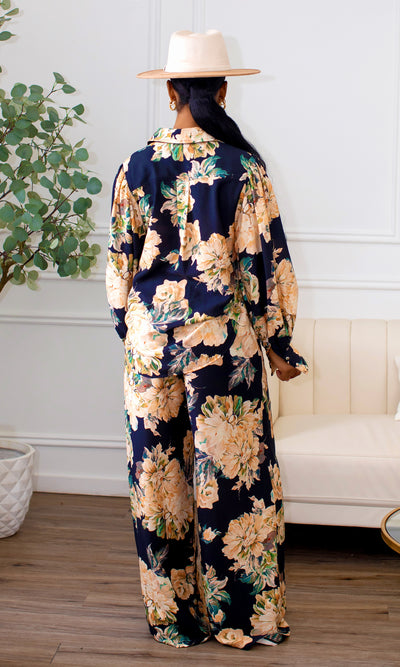 Everlee Floral Silk Coordinated Set - Ivory Multi - Cutely Covered