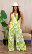 Sylvie Palm Jumpsuit - Lime - Cutely Covered
