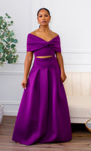 Veronica | Off The Shoulder Crop Skirt Set - Violet - Cutely Covered