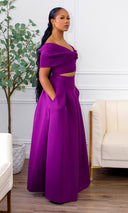 Veronica | Off The Shoulder Crop Skirt Set - Violet - Cutely Covered