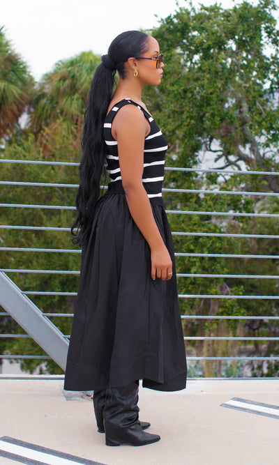 Oaklee Striped Knit & Black Maxi Dress Ensemble - Cutely Covered