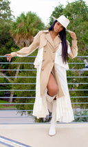 Rosie Trench With Ruffle Dress in Beige Cream Preorder Ships End Oct- Early Nov - Cutely Covered