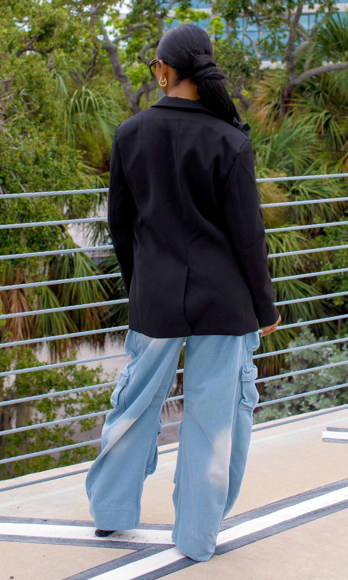 Madilyn Midnight Bloom Blazer with 3D Floral Appliqué - Cutely Covered