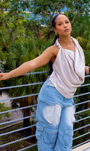 Demi Beaded Strap Top - Silver - Cutely Covered