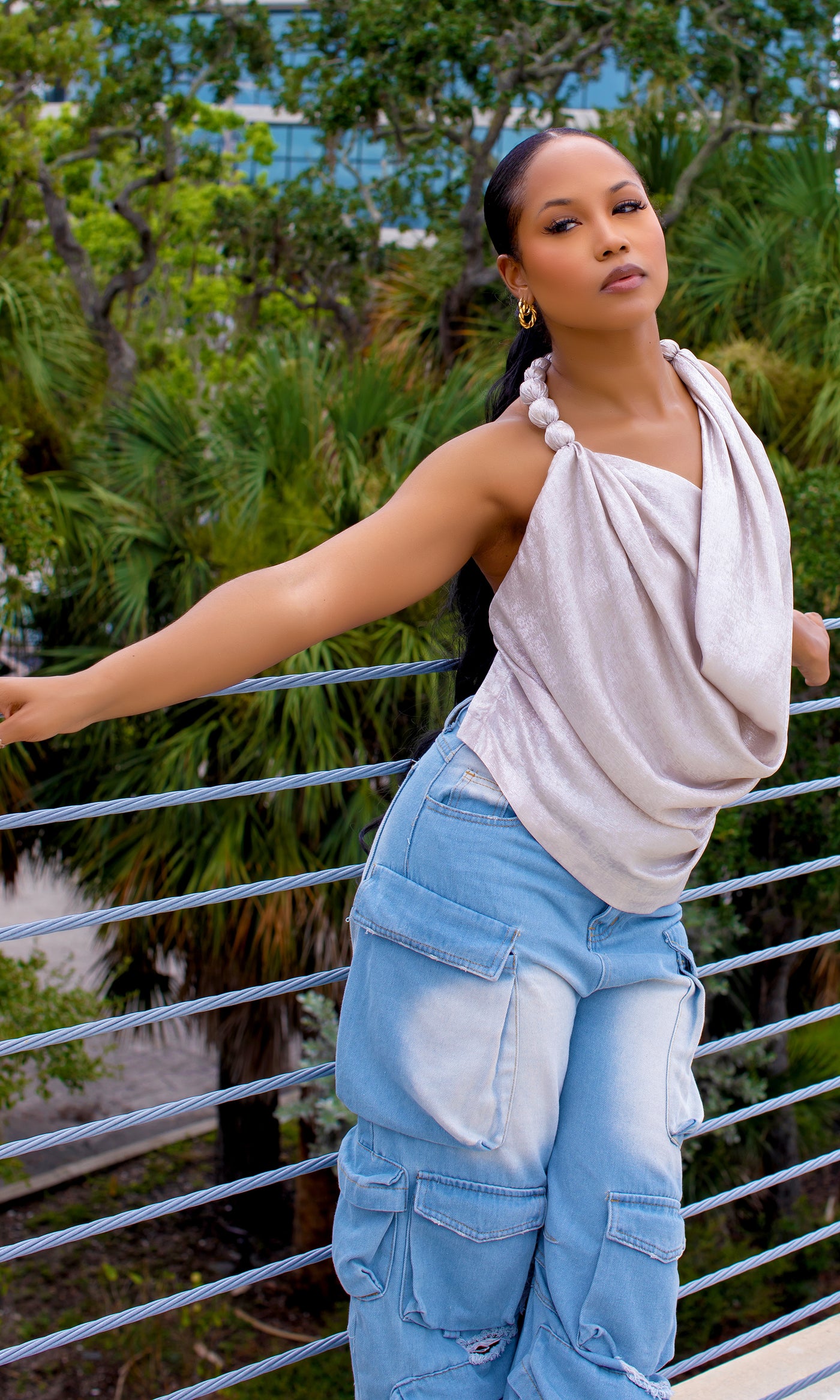 Demi Beaded Strap Top - Silver - Cutely Covered