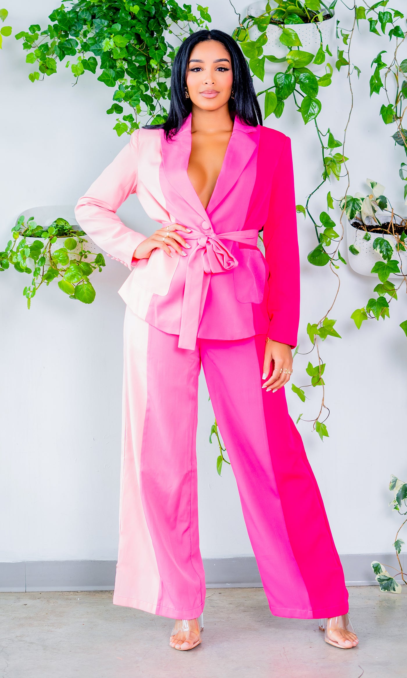 Got Her Own | Color Block Suit Set Pink - Cutely Covered