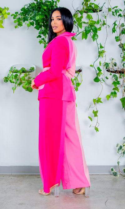 Got Her Own | Color Block Suit Set Pink - Cutely Covered