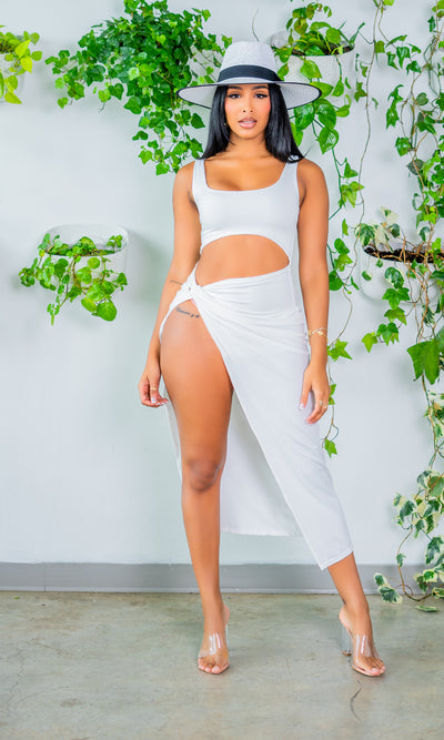 Bae Cay  | White Cutout Dress - Cutely Covered