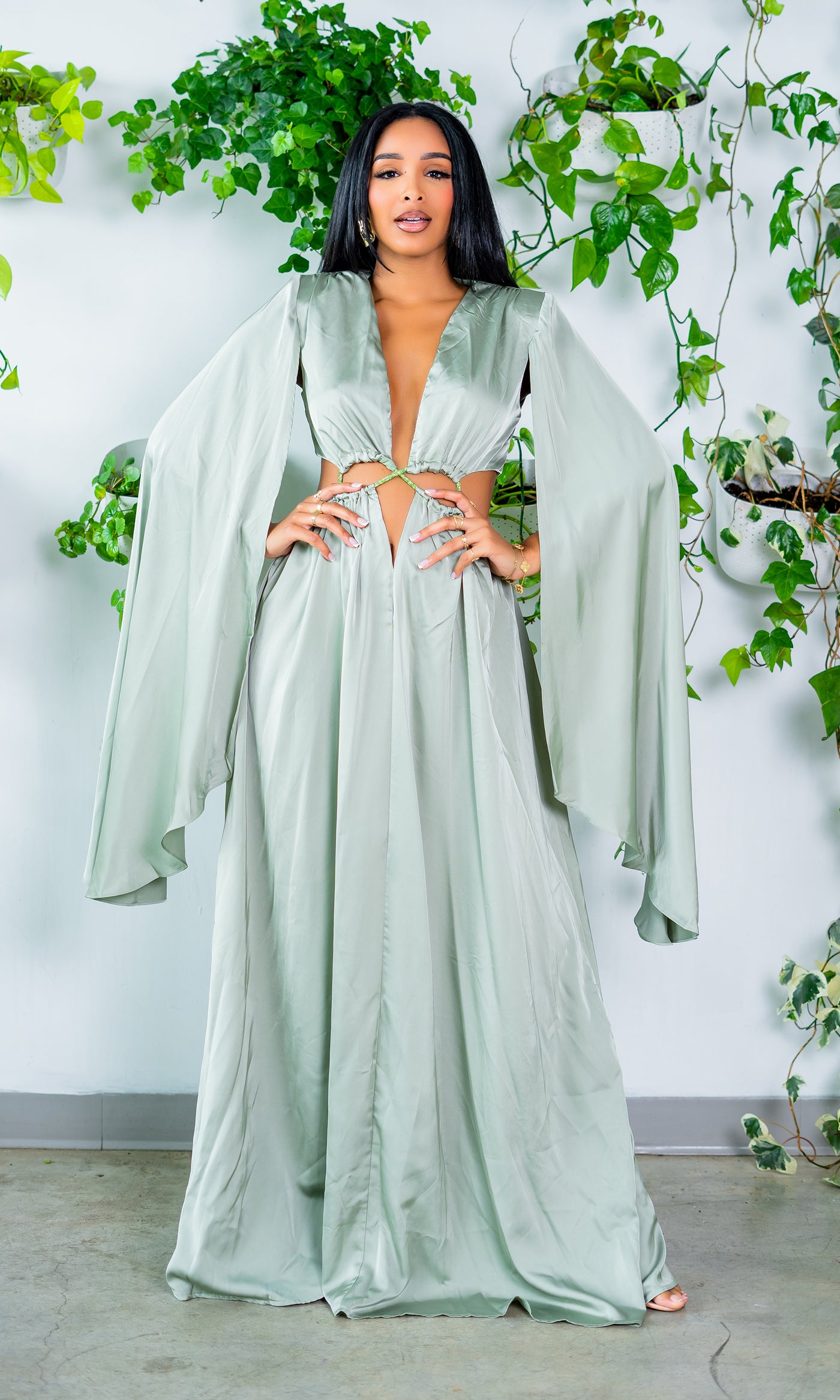 Sleek Sage Green Dress with Back Zipper - Cutely Covered