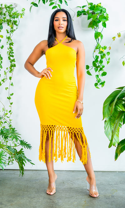 Bermuda | Tassel Dress - Mustard - Cutely Covered