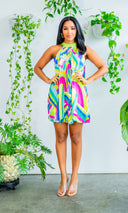 Vibrant Charm Pleated Colorful Dress - Cutely Covered