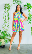 Vibrant Charm Pleated Colorful Dress - Cutely Covered