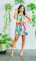 Vibrant Charm Pleated Colorful Dress - Cutely Covered