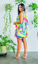 Vibrant Charm Pleated Colorful Dress - Cutely Covered