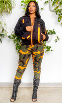 High Rise Camo Cargo Joggers - Orange - Cutely Covered