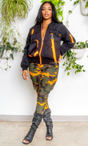 High Rise Camo Cargo Joggers - Orange - Cutely Covered