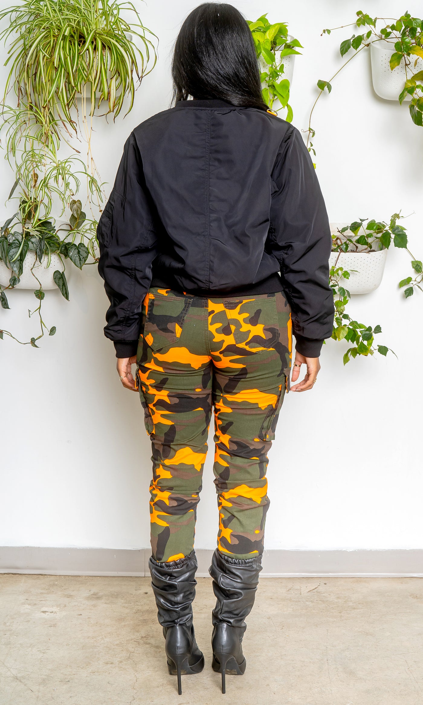 High Rise Camo Cargo Joggers - Orange - Cutely Covered
